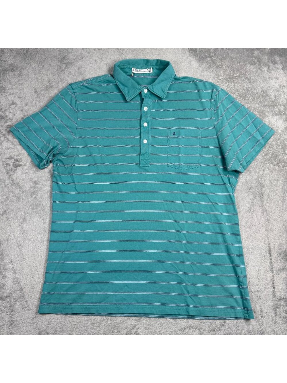 Criquet Organic Cotton Polo Shirt Mens XL Green Striped Golf Athleisure Preppy